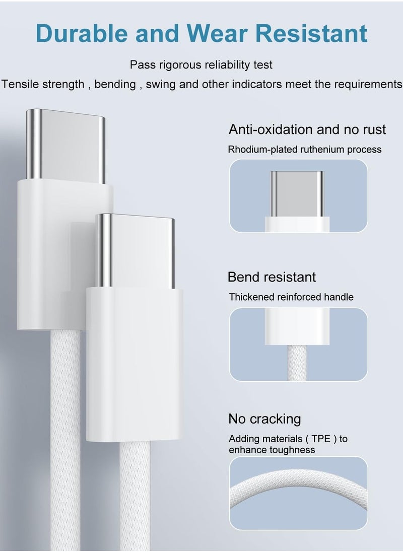 شاحن 35 وات iPhone 16/15 Pro Max مع منفذ USB C مع سلك شحن سريع 1M iPhone من النوع C إلى C لهاتف iPhone 16/15 Pro max/15 Pro/15 plus/15 وSamsung S24 وجميع الهواتف المحمولة / علامات التبويب USB C