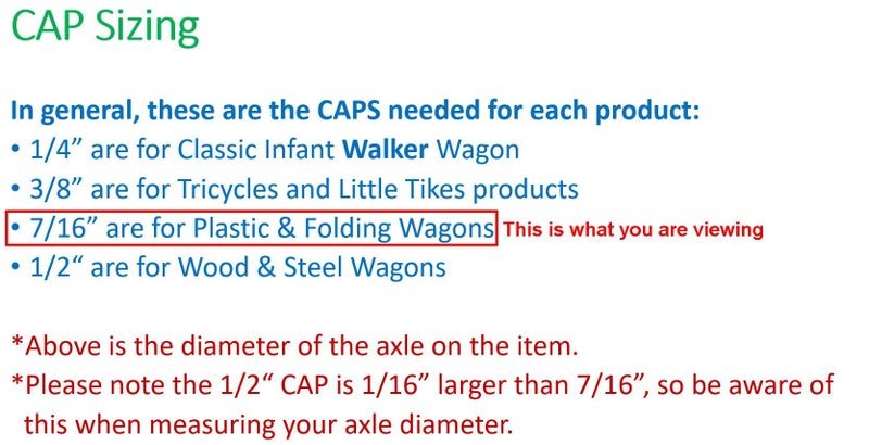 Quadrapoint Hub Cap compatible with Popular Red Wagon Brand Plastic & Folding Wagons 7/16" RED (NOT for Wood or Steel Wagons) (red) - Image 2