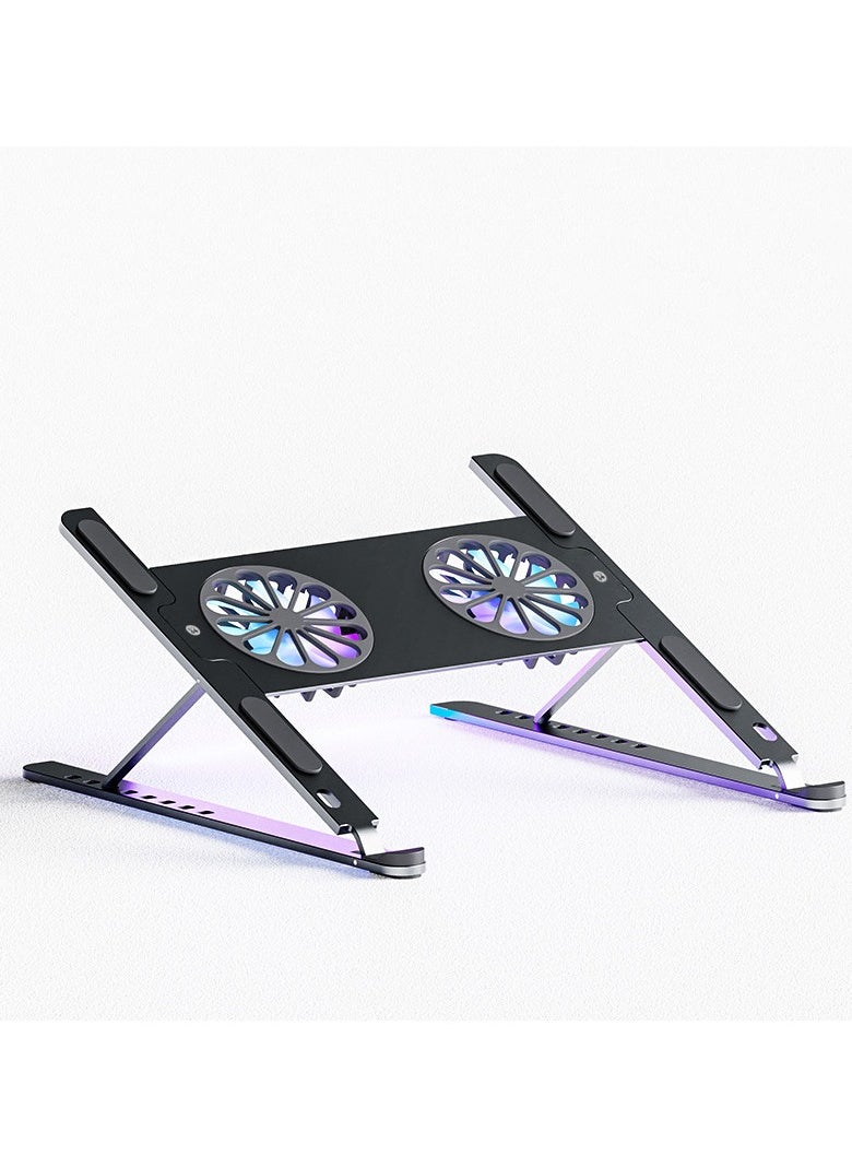 glassology - Foldable Laptop Stand with Built-in Cooling Fan - Portable, Ergonomic, and Adjustable - Image 1