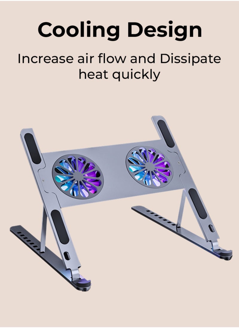 glassology - Foldable Laptop Stand with Built-in Cooling Fan - Portable, Ergonomic, and Adjustable - Image 1