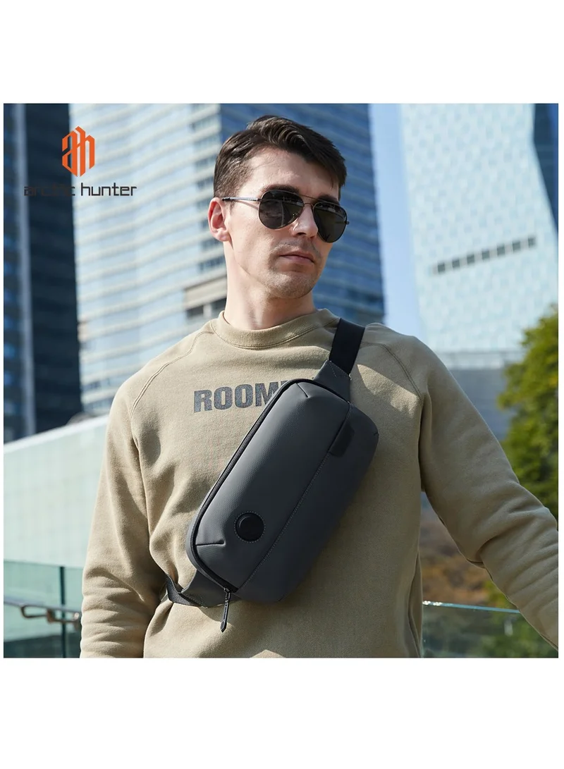 ARCTIC HUNTER Waist Bag Anti-Theft Water Resistant Shock Proof Business Leisure Crossbody Chest Bag for Men Women Y00557 Grey