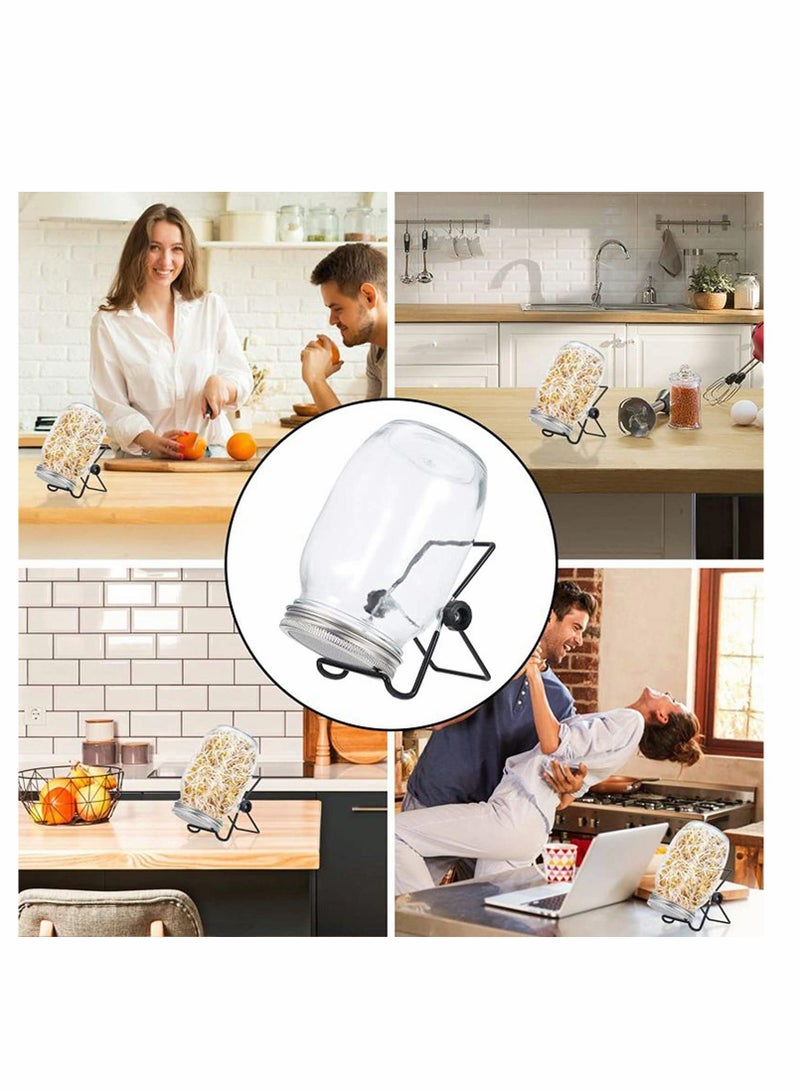 Excefore Sprouting Wide Mouth Jar with Steel Mesh Lids and Stands, 650ML Sprouter Jars, for Broccoli Beans Microgreens Sprouts - Image 3