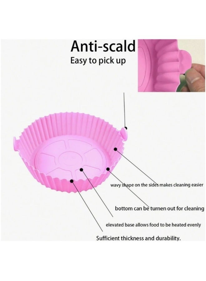 Happy Home Silicone Air Fryer Pot Oven Basket Food Safe Reusable Air Fryer Oven Accessories Pot, Replacement Parchment Paper Liners, Home Kitchen Supplies (Pink- 6 Pack) - Image 3