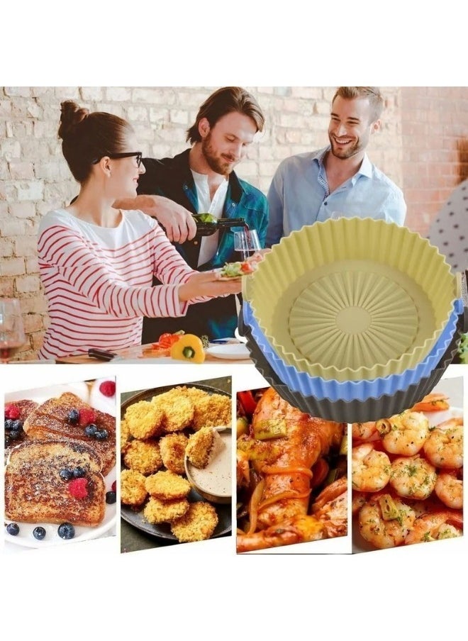 Happy Home - Silicone Air Fryer Pot Oven Basket Food Safe Reusable Air Fryer Oven Accessories Pot, Replacement Parchment Paper Liners, Home Kitchen Supplies (Pink- 6 Pack) - Image 1