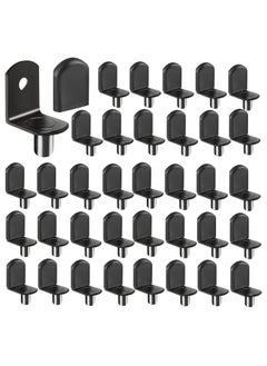 KASTWAVE L-Shelf Support Pegs, Plated Steel 1/4" L-Shaped Bracket Style Cabinet Shelf Support Pegs with Rubber Sleeve, for Kitchens Support and Shelves Black-50pcs  - Image 1