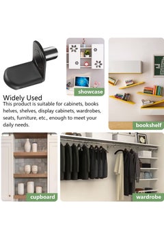 KASTWAVE L-Shelf Support Pegs, Plated Steel 1/4" L-Shaped Bracket Style Cabinet Shelf Support Pegs with Rubber Sleeve, for Kitchens Support and Shelves Black-50pcs  - Image 5