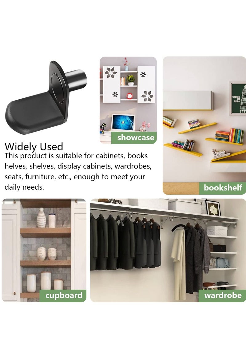 KASTWAVE L-Shelf Support Pegs, Plated Steel 1/4" L-Shaped Bracket Style Cabinet Shelf Support Pegs with Rubber Sleeve, for Kitchens Support and Shelves Black-50pcs  - Image 5