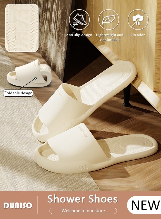 DUNISO Shower Shoes, Foldable Travel Slippers, Non Slip Shower Shoes, Soft Lightweight Hotel Slippers, Space Saving Business Trips Slippers for Bathroom, Hotel, Beach & Indoor - Image 1