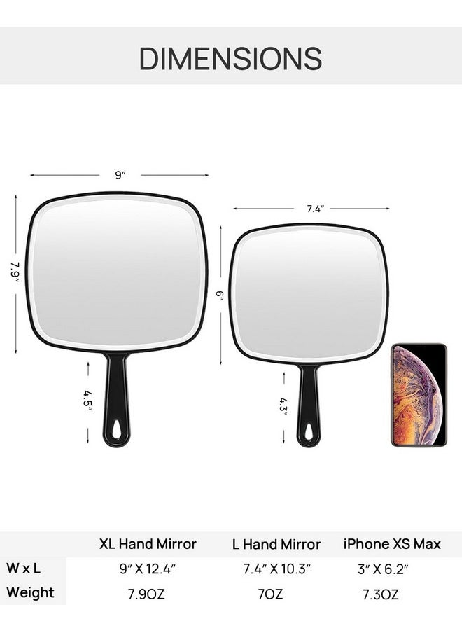 OMIRO - Hand Mirror, Extra Large Black Handheld Mirror With Handle, 12.4" L X 9" W - Image 1