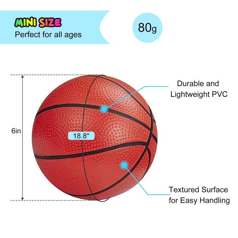 Iyoyo Mini Basketballs, 3 Pack 6" Inch Small Basketball Set with Pump Over The Door Mini Hoop Basketball Replacements Toy Basketball for Toddlers, Kids, Teenagers, for Pool, Indoors, Outdoors - Image 2