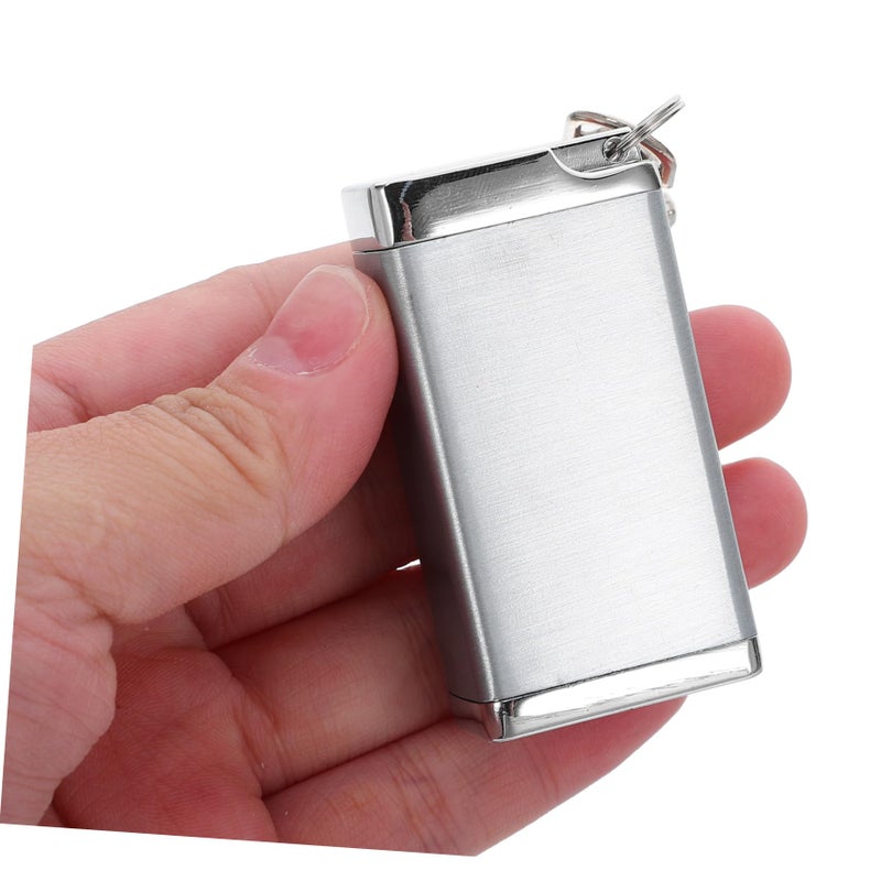 Portable Pocket Ashtray with Lid Windproof Rainproof Compact Keychain Design Silver - Image 5