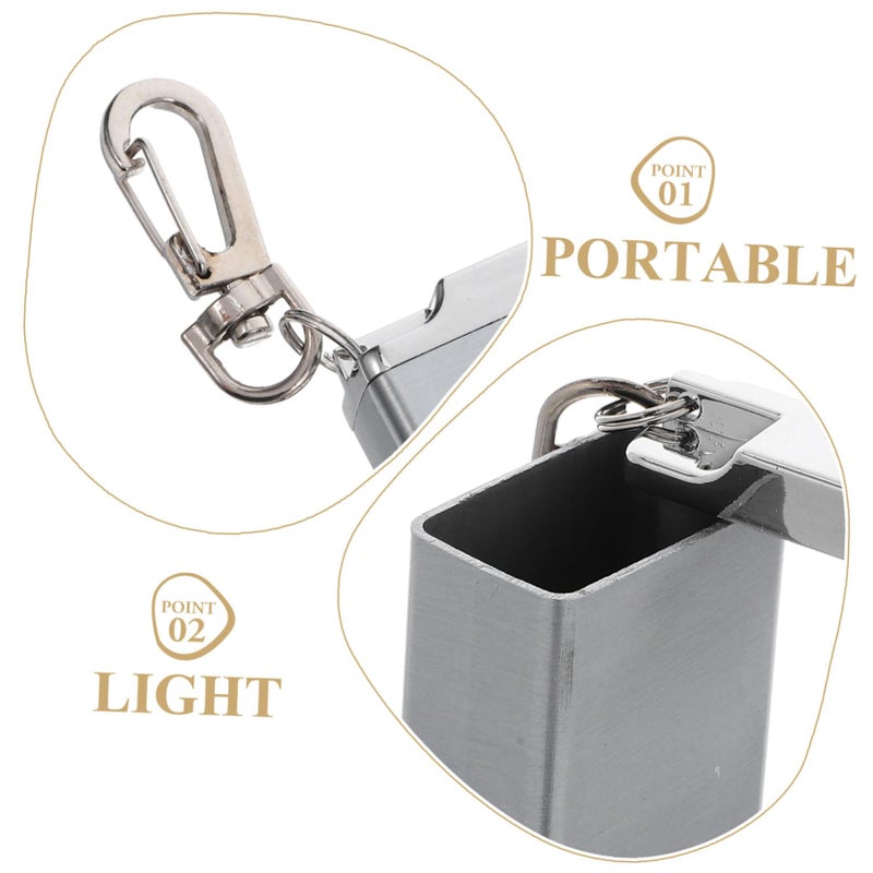 Portable Pocket Ashtray with Lid Windproof Rainproof Compact Keychain Design Silver - Image 4