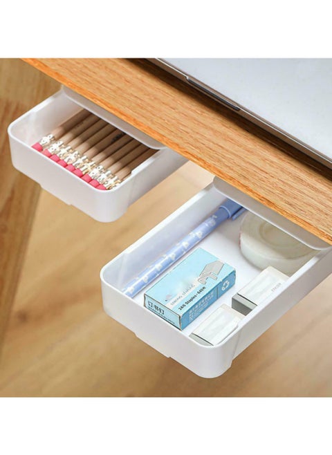 Self-Adhesive Hidden Storage Box Desk Storage Drawer Plastic Table Storage Holder Simple Sundries Cosmetics Stationery Organizer