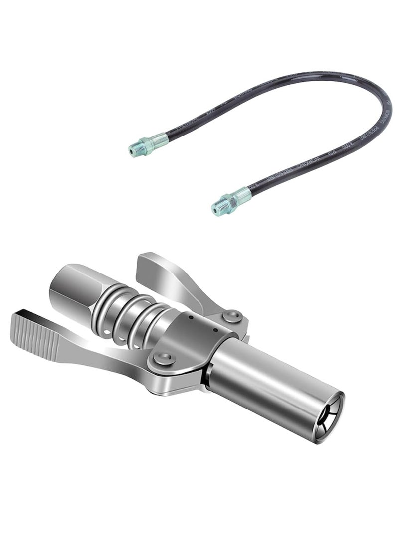 Generic GMS Spares Grease Gun Coupler 12000 PSI Heavy Duty Dual Handle with 30cm Hose Compatible with All Grease Gun  - Image 1