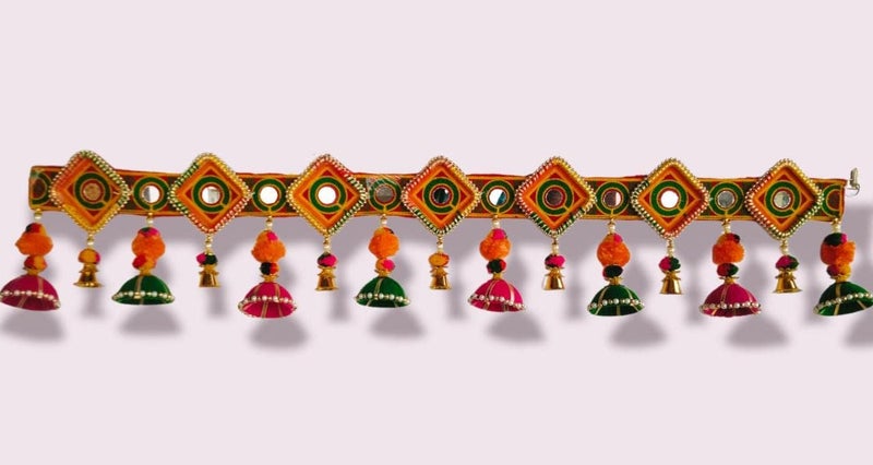 PREETENCY PREETENCY Ring ToranGanesh with Merigold PomPom Mogra Traditional toran for Main Door Latest Hanging Home DecorDecorate Your Home Velvet Handmade Toran 3Fits Size 