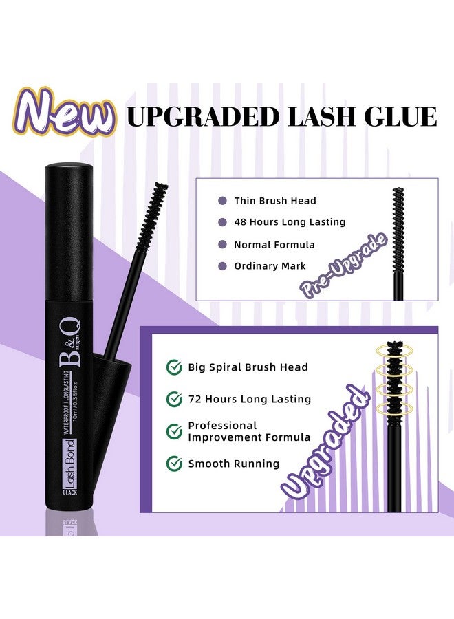 B&qaugen Lash Cluster Glue 10 ML LASH Bond White Long Retention Eyelash Glue for Personal DIY Eyelash Extension Waterproof Lash Bond Glue Mild High Adhesive Lash Glue for Beginners (Black,10ml) - Image 2