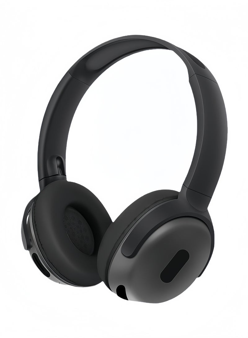 سماعة رأس لاسلكية بلوتوث 5.3 Aux مع ميكروفون، التحكم في المسار، إدارة المكالمات، سماعات الرأس، شحن من النوع C، الاقتران التلقائي لنظام Android/iOS، سماعة الألعاب، أسود - Image 1