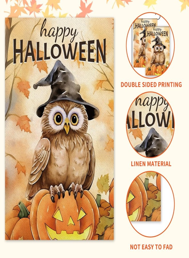 HBYDO Happy Halloween Garden Flag, 12x18 Inch Vertical Double Sided Burlap Pumpkin Owl Halloween Yard Flag, Yard Sign for Holiday Outside Decorations Garden Yard - Image 2