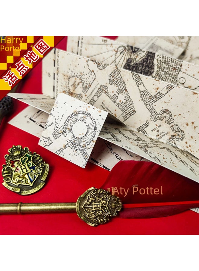 Harry Potter Map School Of Magic Marauder Map Hogwarts Cosplay Prop Magic Treasure Hunt Map - Image 3