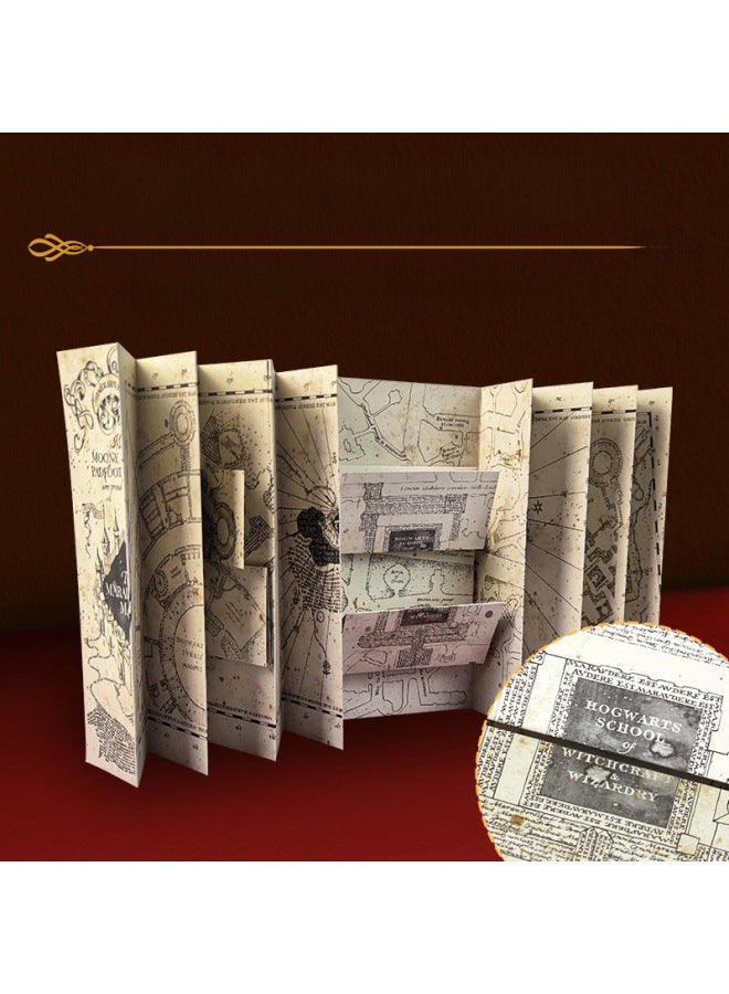 Harry Potter Map School Of Magic Marauder Map Hogwarts Cosplay Prop Magic Treasure Hunt Map - Image 2