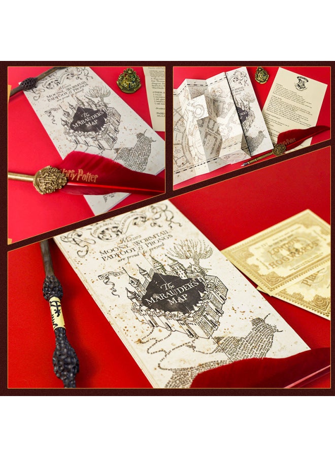 Harry Potter Map School Of Magic Marauder Map Hogwarts Cosplay Prop Magic Treasure Hunt Map - Image 4