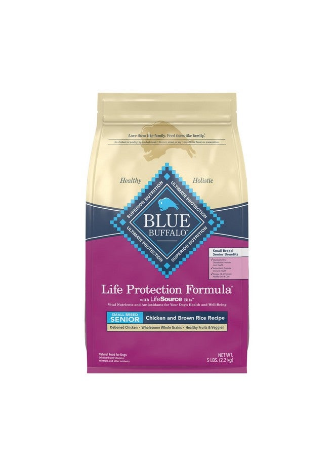 بلو بافلو طعام جاف للكلاب من Life Protection Formula Small Breed Senior، يدعم صحة المفاصل والمناعة، مصنوع من مكونات طبيعية، وصفة الدجاج والأرز البني، كيس 5 أرطال - Image 1