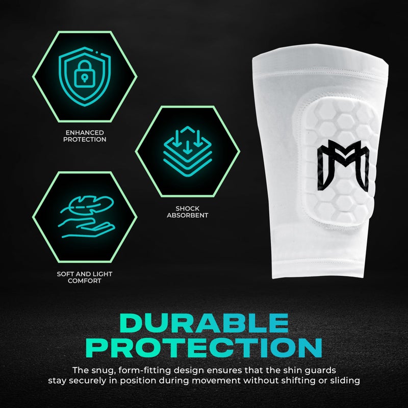 MediCaptain Mini Shin Guards Soccer - Built in Mini Shin Pad Sleeves for Men  Women  Teens - Small Shin Guards - Lightweight  Breathable  Shin Defender Leg Protection (White  Mini (3.9 x 2.4 in)) - Image 4