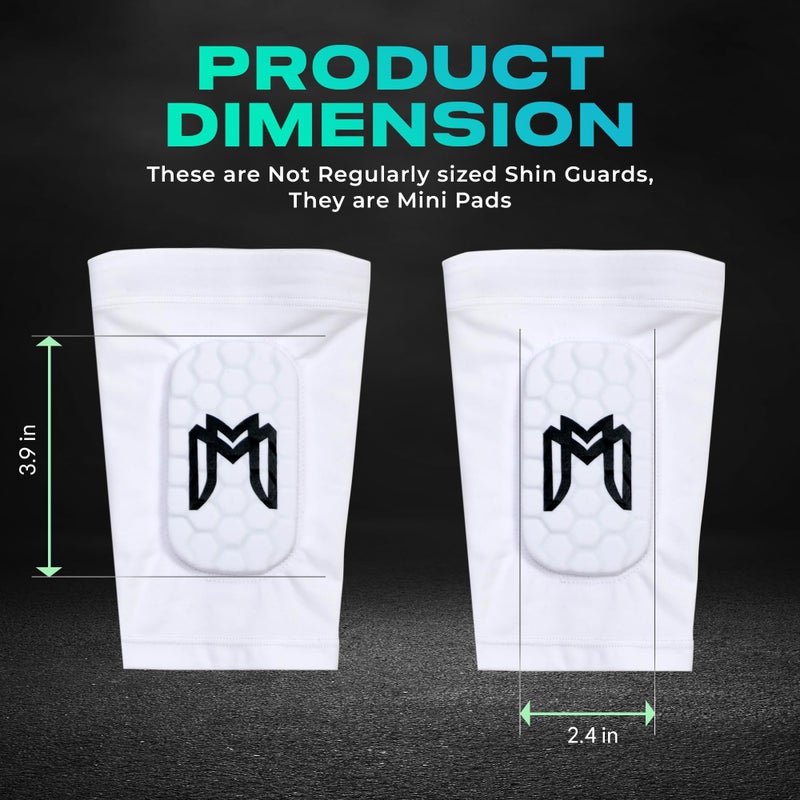 MediCaptain Mini Shin Guards Soccer - Built in Mini Shin Pad Sleeves for Men  Women  Teens - Small Shin Guards - Lightweight  Breathable  Shin Defender Leg Protection (White  Mini (3.9 x 2.4 in)) - Image 2