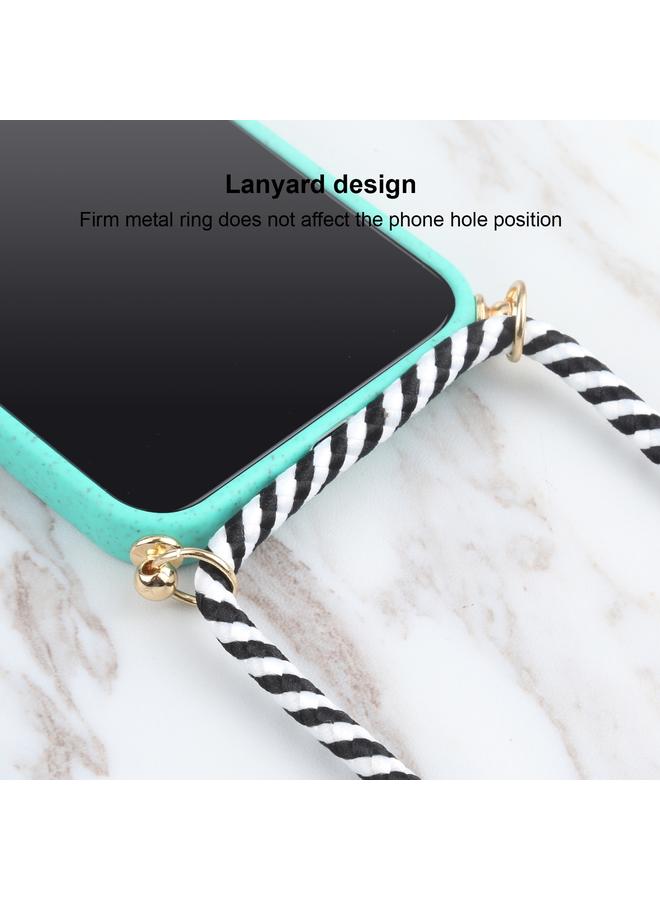 اس-توب جراب لهاتف iPhone 13 mini مصنوع من مادة قش القمح + جراب مقاوم للصدمات من مادة TPU مع حبل للرقبة - Image 5