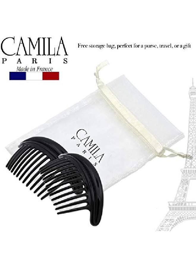 CAMILA Paris Mp978/2 French Hair Side Combs Large 65 Inch Black Curved Flexible Durable Cellulose Hair Combs Strong Hold Hair Clips For Women No Slip Styling Girls Hair Accessories Made In France - Image 5