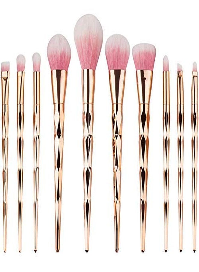 ستارت مايكرز مجموعة فرش مكياج من الألياف الصناعية بمقبض ماسي وذيل سمكة من ستارت ميكرز، مناسبة لكريم الأساس وظلال العيون - 11 قطعة - Image 5