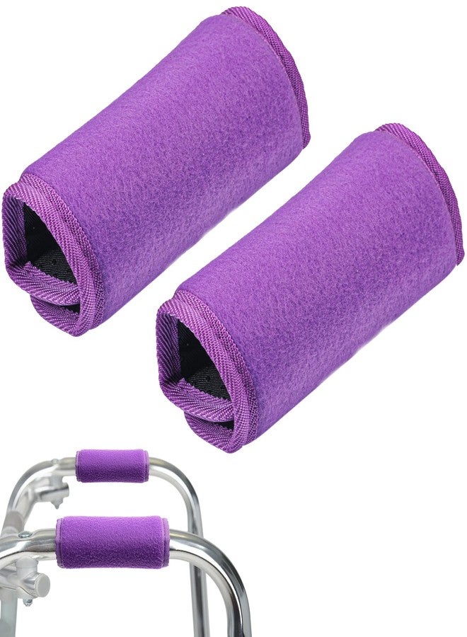 Thrymme 2 Pack Walker Handle Cushions, Non-Slip Polyester Walker Handle Pads for Rolling Walkers & Rollators, Soft Grip Covers (Purple, 9x 5.5 Inches) - Image 1