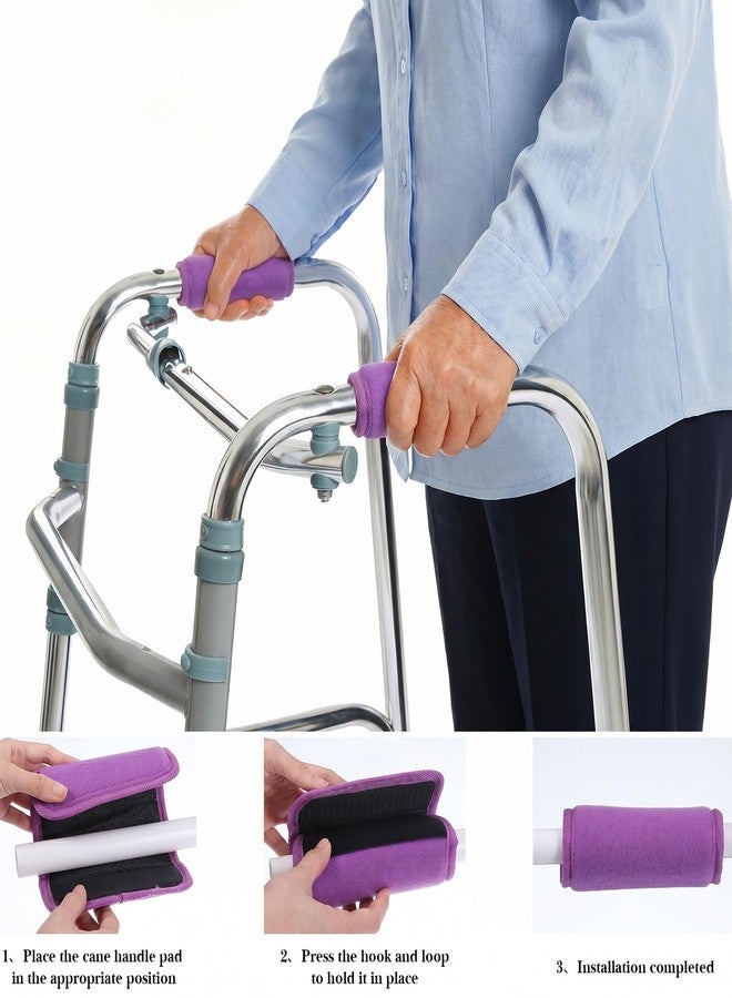 Thrymme 2 Pack Walker Handle Cushions, Non-Slip Polyester Walker Handle Pads for Rolling Walkers & Rollators, Soft Grip Covers (Purple, 9x 5.5 Inches) - Image 4