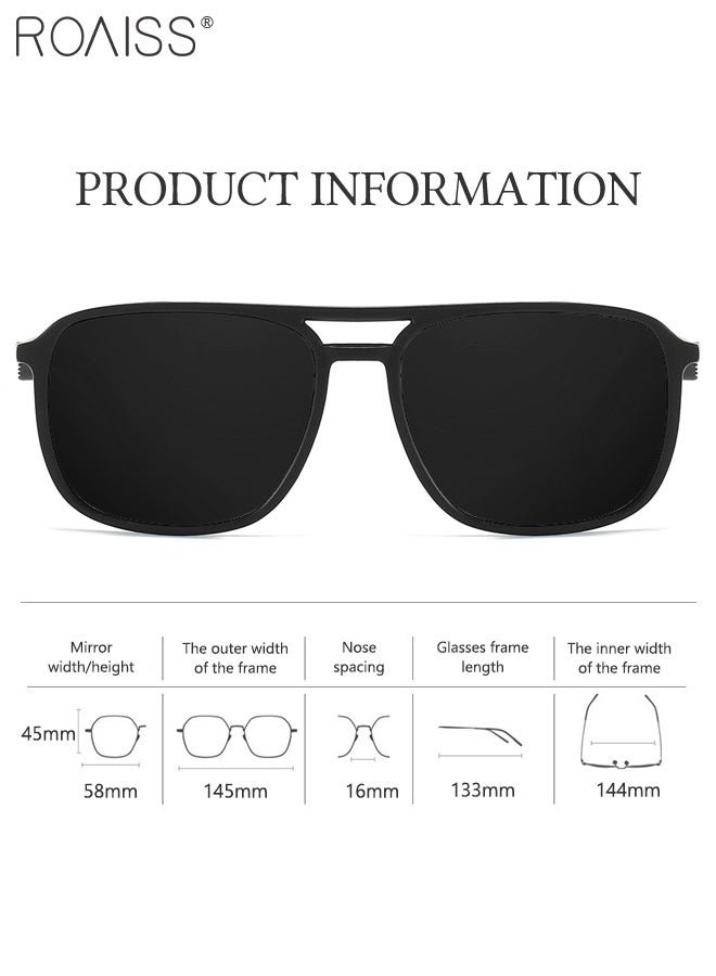 roaiss Men's Polarized Square Sunglasses, UV400 Protection Sun Glasses with TR Temple, Fashion Anti-Glare Sun Shades for Driving Traveling Hunting with Case 58mm (Black) - Image 3