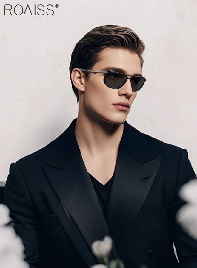 roaiss Men's Polarized Square Sunglasses, UV400 Protection Sun Glasses with TR Temple, Fashion Anti-Glare Sun Shades for Driving Traveling Hunting with Case 58mm (Black) - Image 2