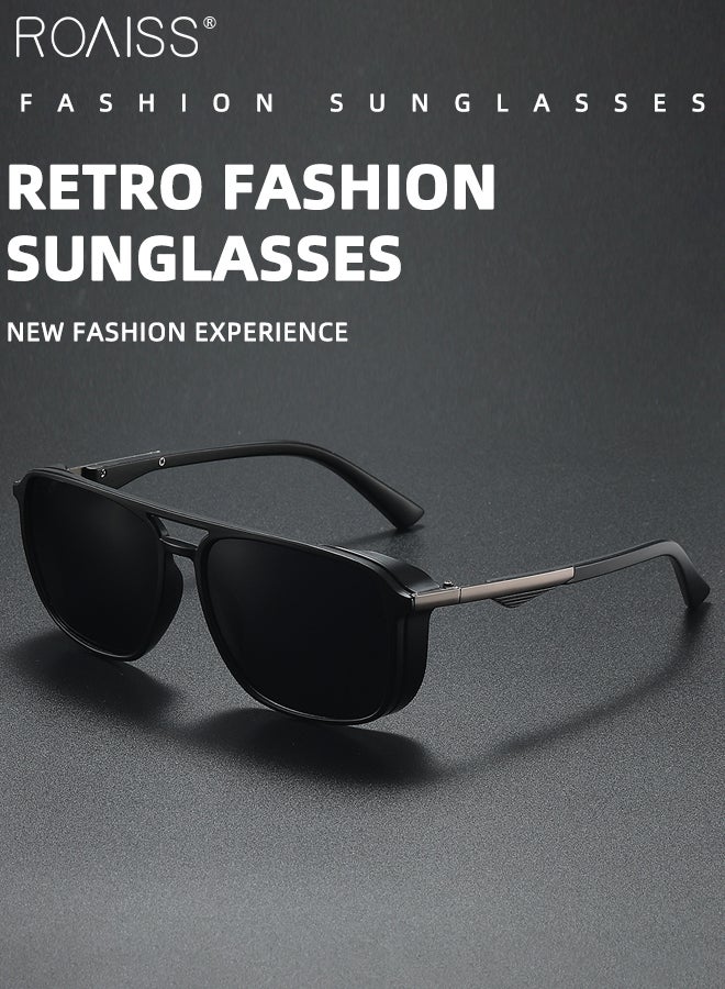 roaiss Men's Polarized Square Sunglasses, UV400 Protection Sun Glasses with TR Temple, Fashion Anti-Glare Sun Shades for Driving Traveling Hunting with Case 58mm (Black) - Image 5