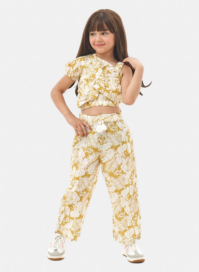 لوفلي لاند طقم بلوزة وبنطال بناتي بطبعة زهور - Image 1