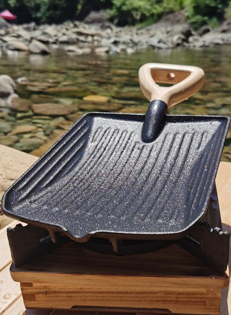 Alhor Camping & Hunting Tools ALUMINUM BBQ PLATE WITH WOODEN HANDLE 