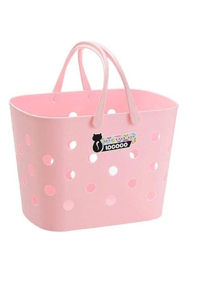 Uaejj Storage Basket, Bathroom Basket, Shower Basket Caddy Tote Bag, Portable Shower Basket With Handles, Storage Organizer Basket, (Pink) - Image 1