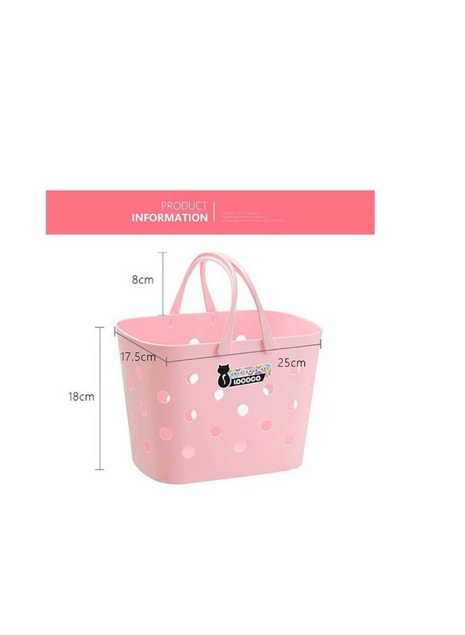 Uaejj Storage Basket, Bathroom Basket, Shower Basket Caddy Tote Bag, Portable Shower Basket With Handles, Storage Organizer Basket, (Pink) - Image 3