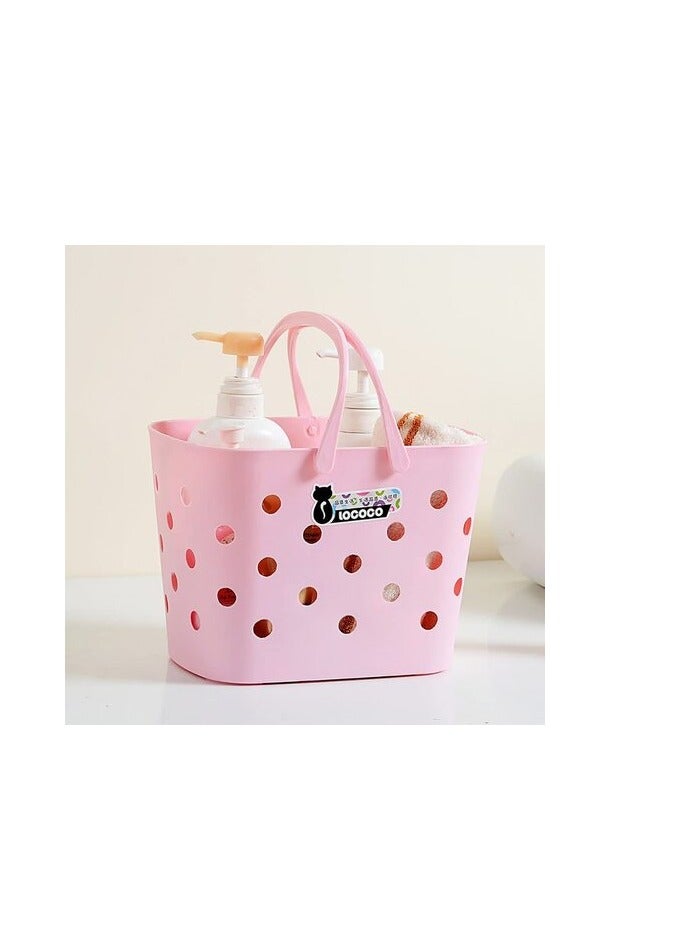 Uaejj Storage Basket, Bathroom Basket, Shower Basket Caddy Tote Bag, Portable Shower Basket With Handles, Storage Organizer Basket, (Pink) - Image 4