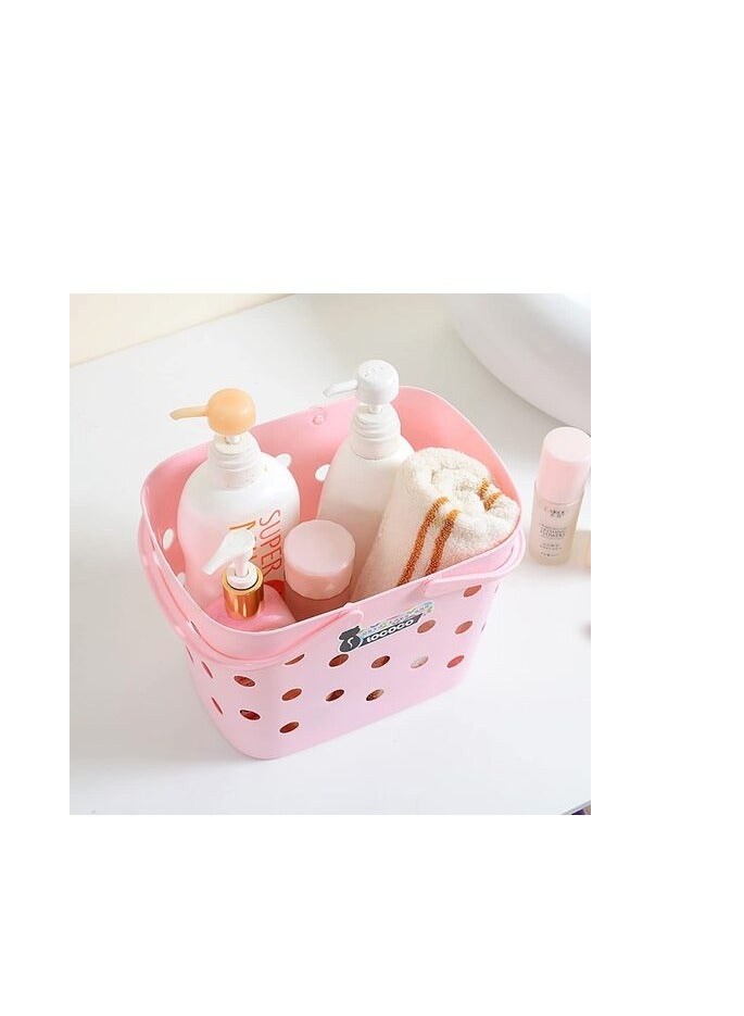 Uaejj Storage Basket, Bathroom Basket, Shower Basket Caddy Tote Bag, Portable Shower Basket With Handles, Storage Organizer Basket, (Pink) - Image 5