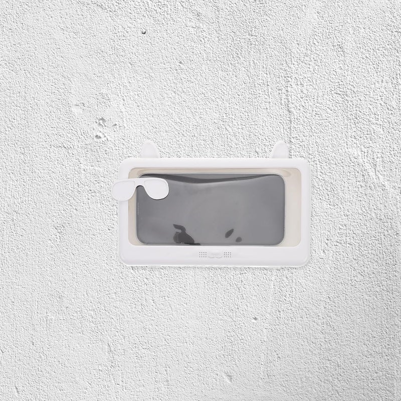 Waterproof Bathroom Phone Holder with 360° Rotating Wall Mount, Sensitive Touchscreen Shower Phone Case Stand for Hands-Free Video and Music, White Cartoon Design - Image 5