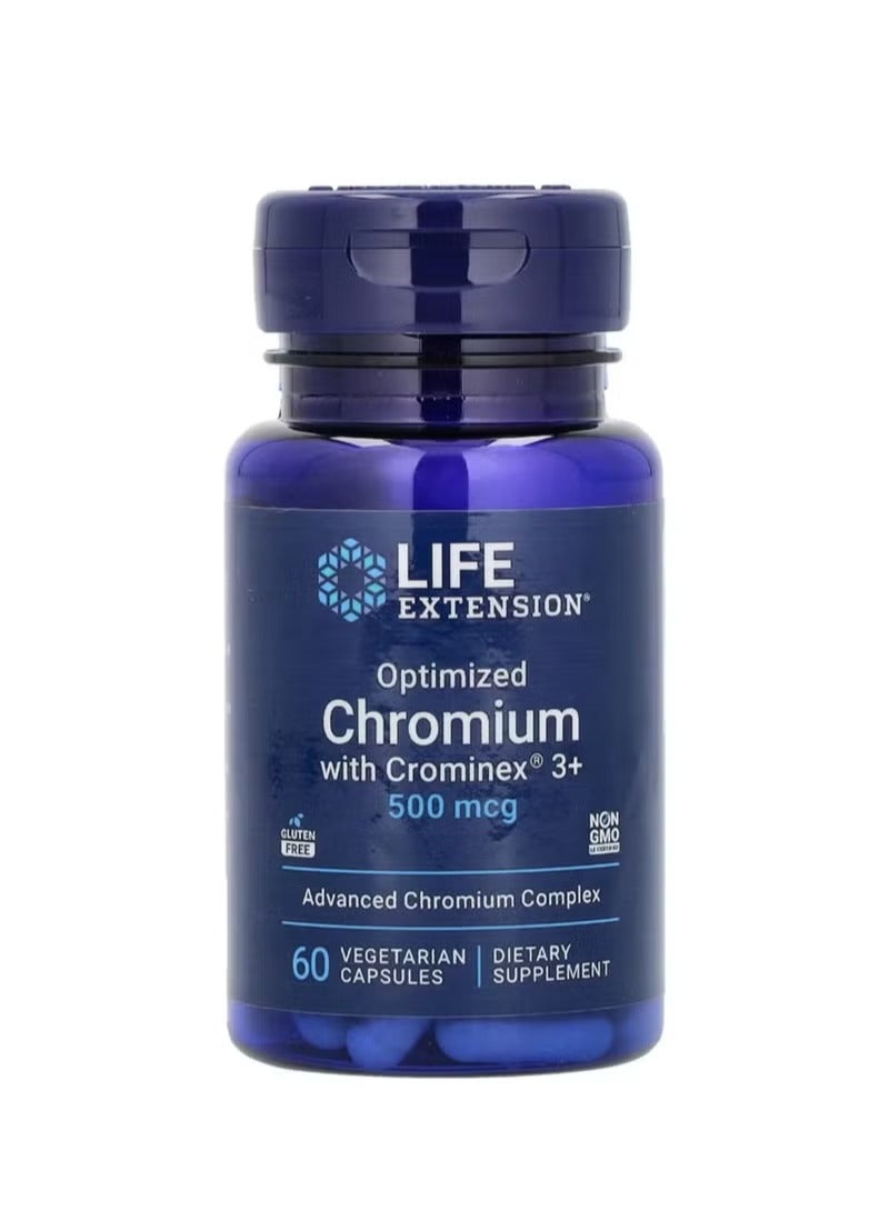 Life Extension Optimized Chromium with Crominex 3+ 500 mcg 60 Vegetarian Capsules - Image 1