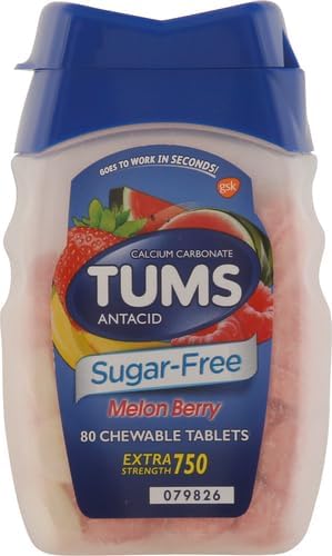 TUMS أقراص مضادة للحموضة قابلة للمضغ خالية من السكر بقوة إضافية لتخفيف حرقة المعدة بنكهة البطيخ والتوت 80 حبة عبوة من 4 - Image 2
