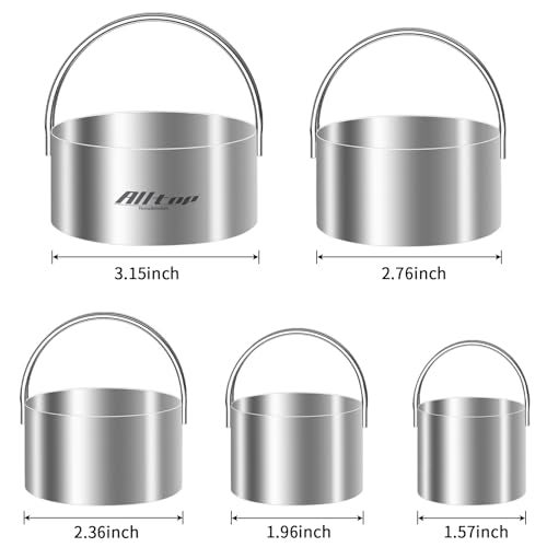 ALL-TOP ALLTOP Round Biscuit Cutters with Handle, Stainless Steel Baking Essential Tool for Effortless Circle Cookie Shaping,Pastry,Cake Decoration Creation–Precise Cut for Dumpling,Scone, Donut-5 Pcs - Image 3