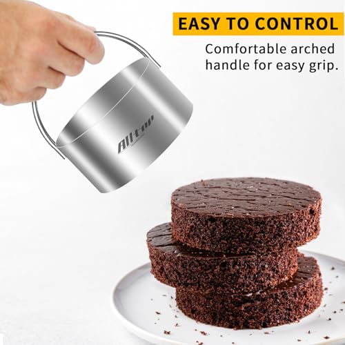 ALL-TOP ALLTOP Round Biscuit Cutters with Handle, Stainless Steel Baking Essential Tool for Effortless Circle Cookie Shaping,Pastry,Cake Decoration Creation–Precise Cut for Dumpling,Scone, Donut-5 Pcs - Image 2