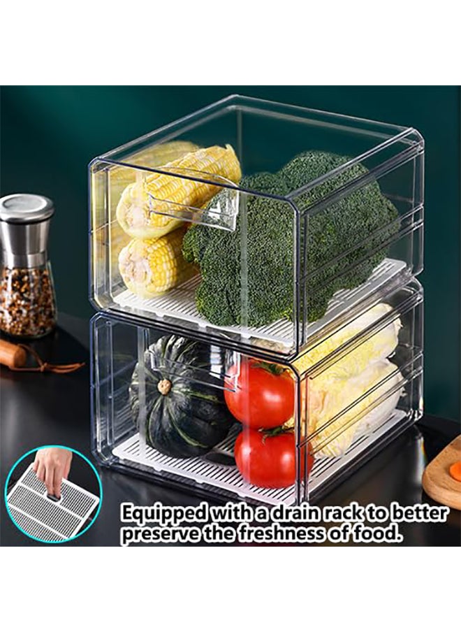 Hihonor - Storage Box,Refrigerator Storage Box,Single Layer Pull-Out,Stackable Food Box,Safe Material,Suitable for Organizing Food/Cosmetic/Toys - Image 1