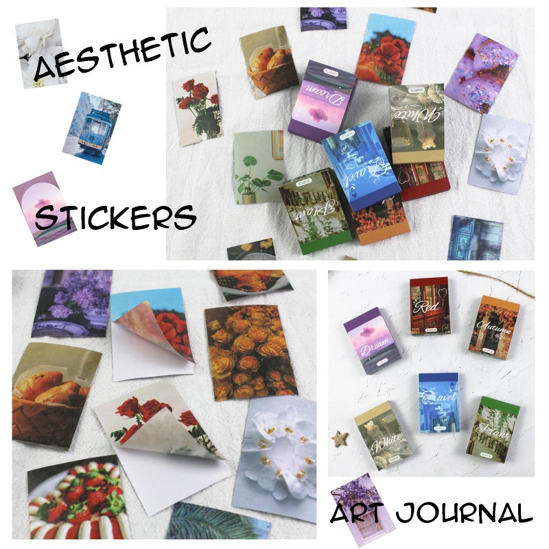 Prstincol 6 Sets 300 Pcs Washi Stickers Set Assorted Colors Aesthetic Sticker Book for Journaling, Daily Scenery Life Stuff Decorative Paper Sticker Decals for Scrapbooking Junk Journal Diary Album - Image 5