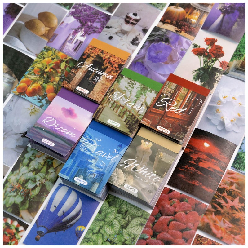 Prstincol 6 Sets 300 Pcs Washi Stickers Set Assorted Colors Aesthetic Sticker Book for Journaling, Daily Scenery Life Stuff Decorative Paper Sticker Decals for Scrapbooking Junk Journal Diary Album - Image 1